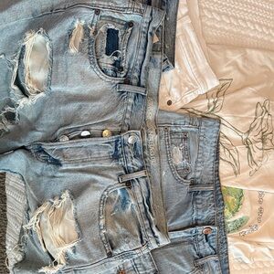 American Eagle White and Blue Denim Shorts Collection bundle